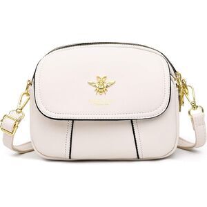 Women Beige Imported Faux Leather Stylish Small Crossbody Wallet Bags